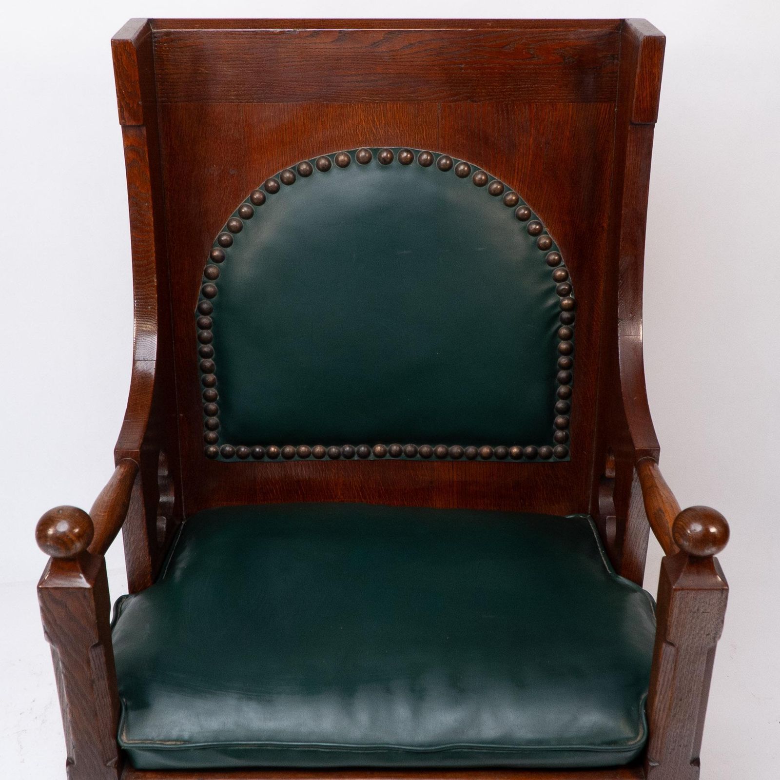 Liberty And Co. A Good Quality Arts And Crafts Oak Armchair With Leather Cushion photo buy