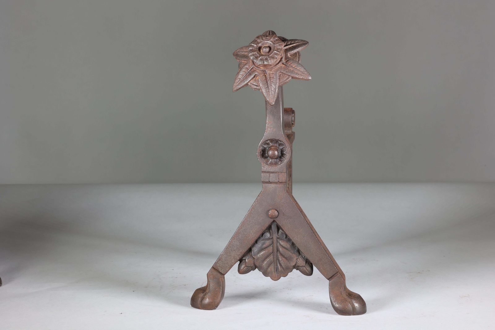 DR C Dresser (Style Of). A Pair Of Arts And Crafts Cast Iron Fire Dogs photo 653.0