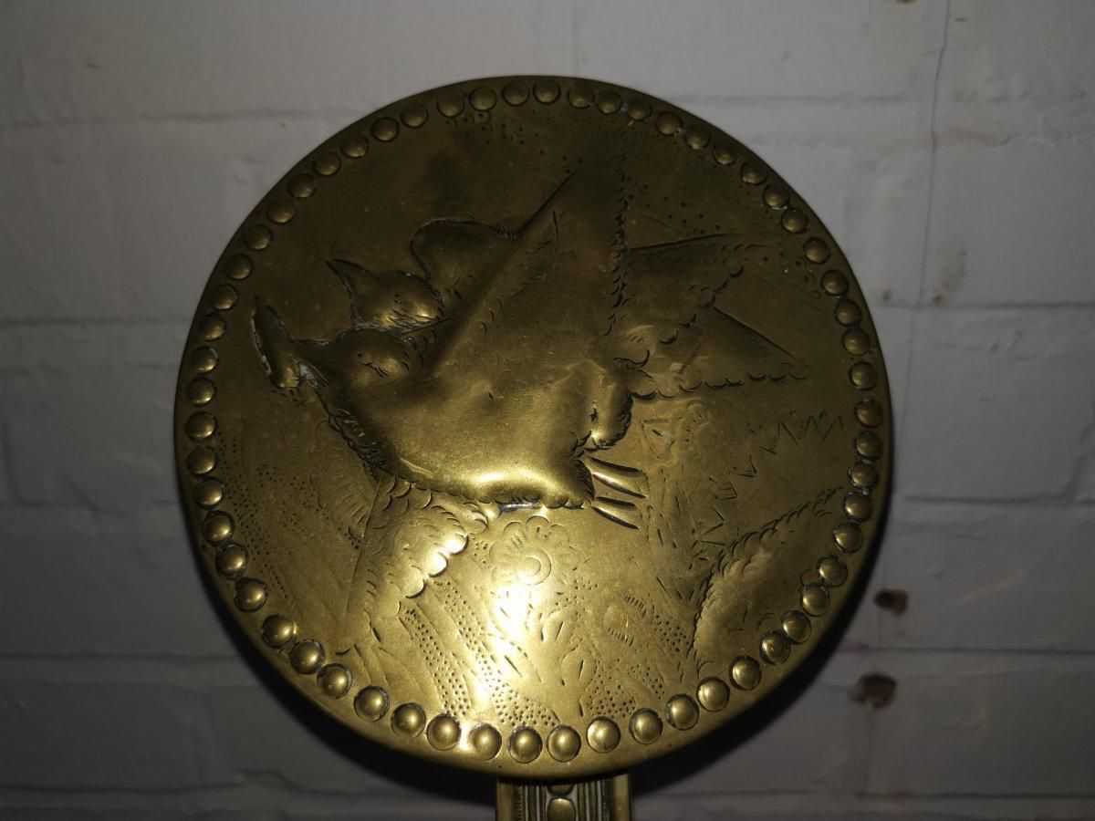 Thomas Jeckyll Attri., A Pair Of Anglo Japanese Brass Fire Dogs With Love Birds photo vinterior