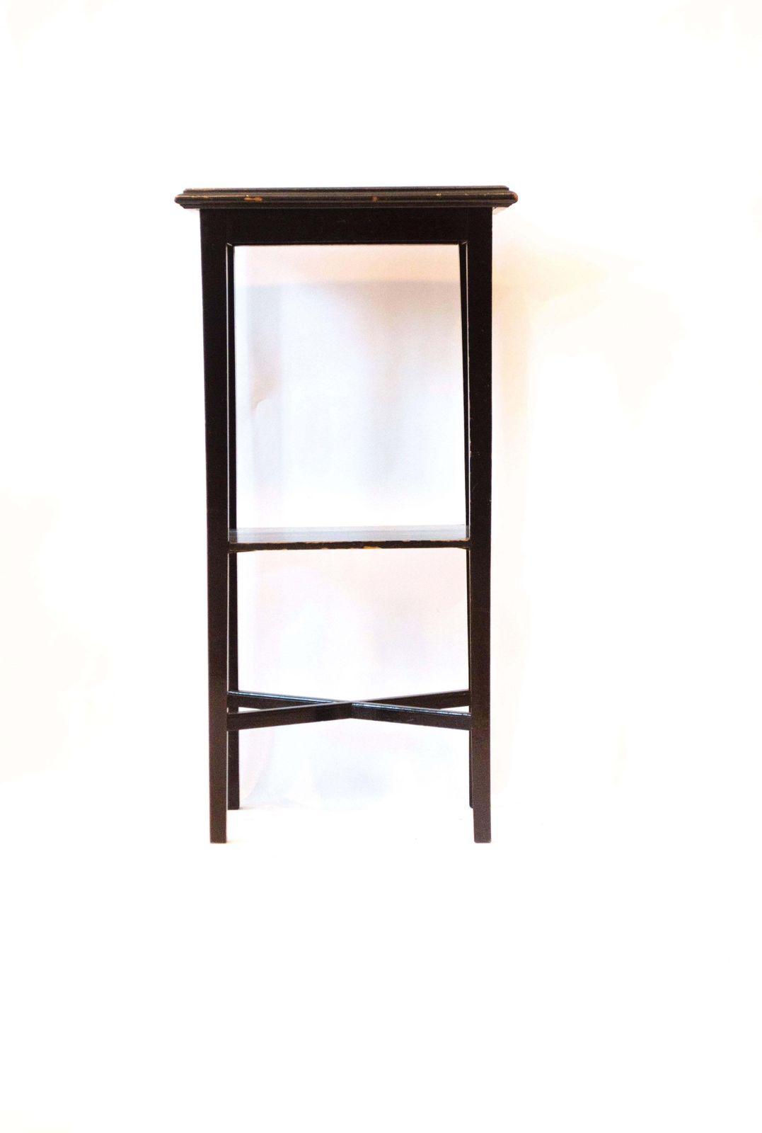 Aesthetic Movement Ebonized Side Table With Hand Painted Floral Tile To The Top photo furniture