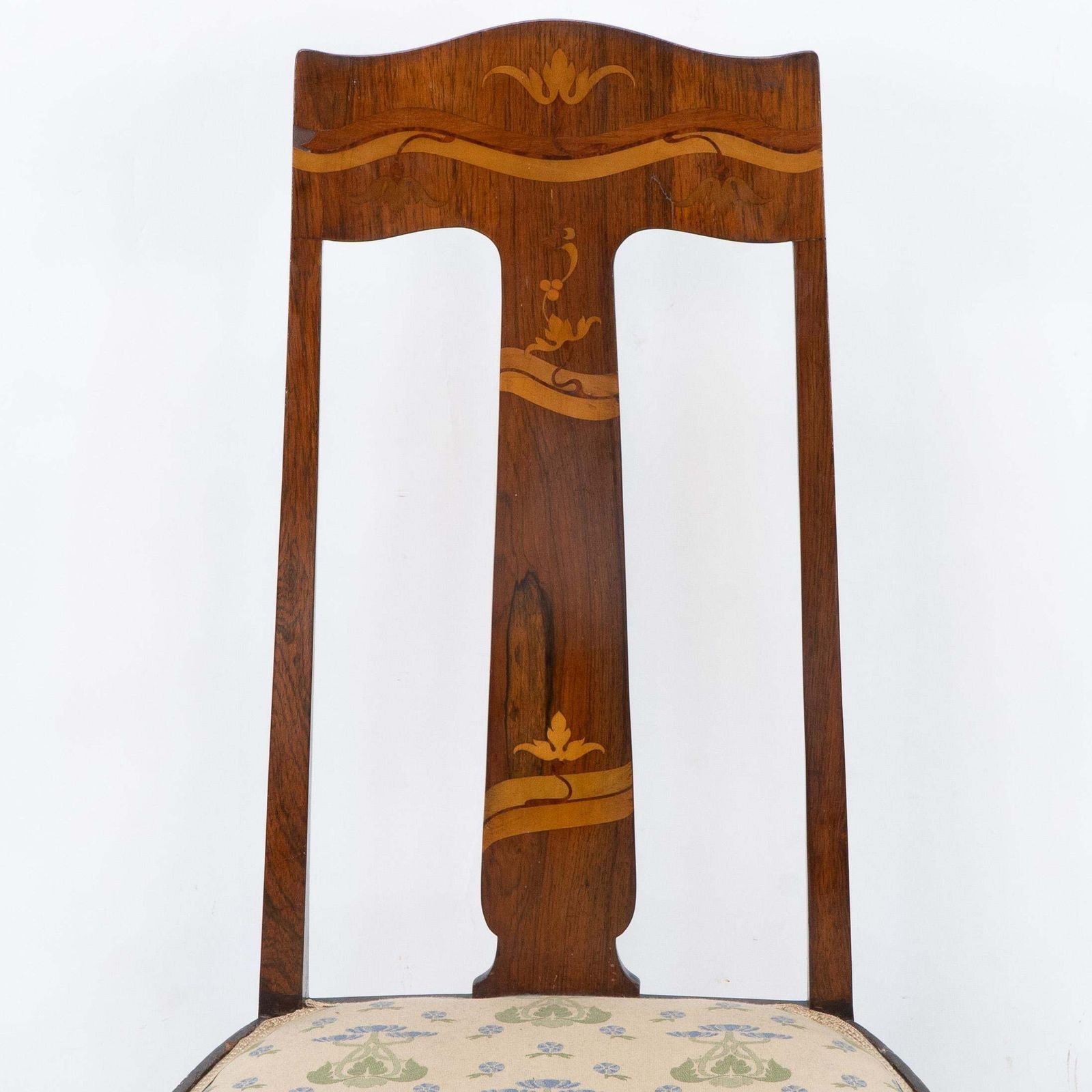 Jas Shoolbred. Arts & Crafts Mahogany Rosewood Chair With Stylized Floral Inlay photo buy