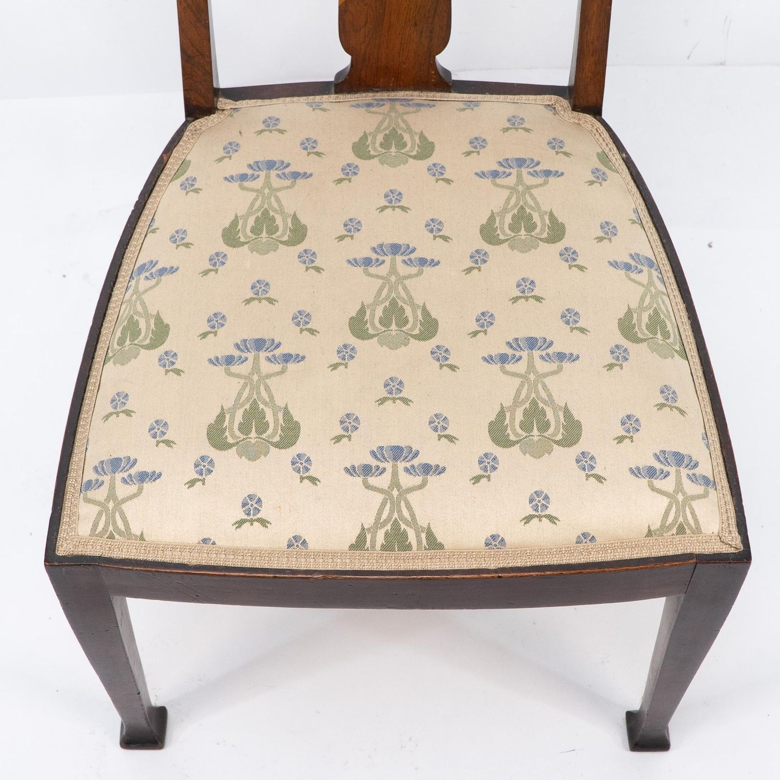 Jas Shoolbred. Arts & Crafts Mahogany Rosewood Chair With Stylized Floral Inlay photo vintage
