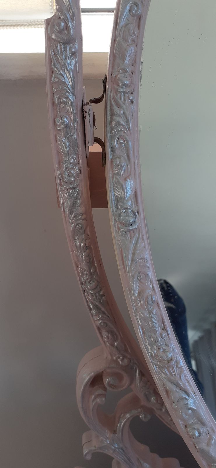 photo furniture Beautiful Olympus Bedroom Set. Hand Finished In Rose Water And Silver With Glass Top.