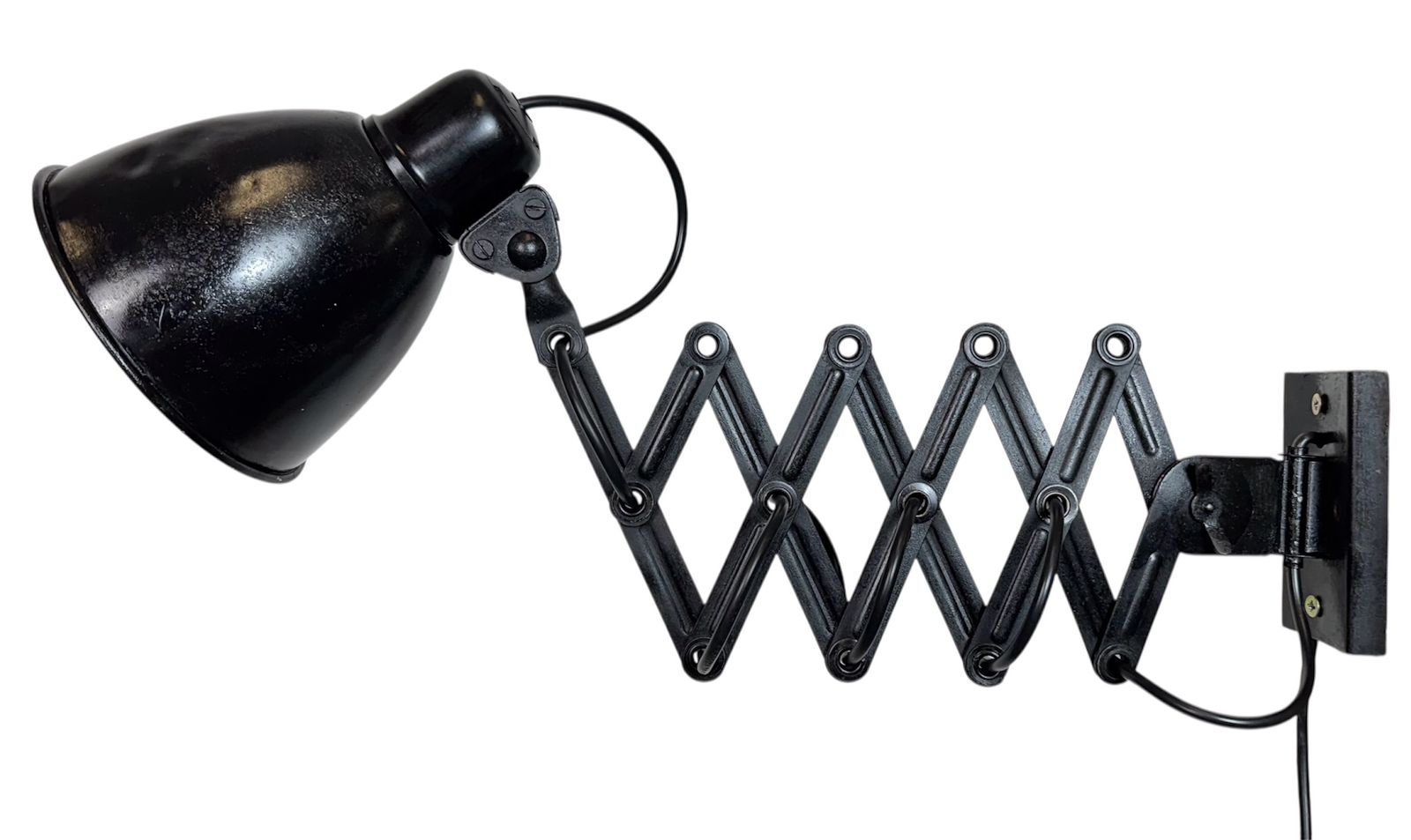 Industrial Black Scissor Wall Lamp, 1950s