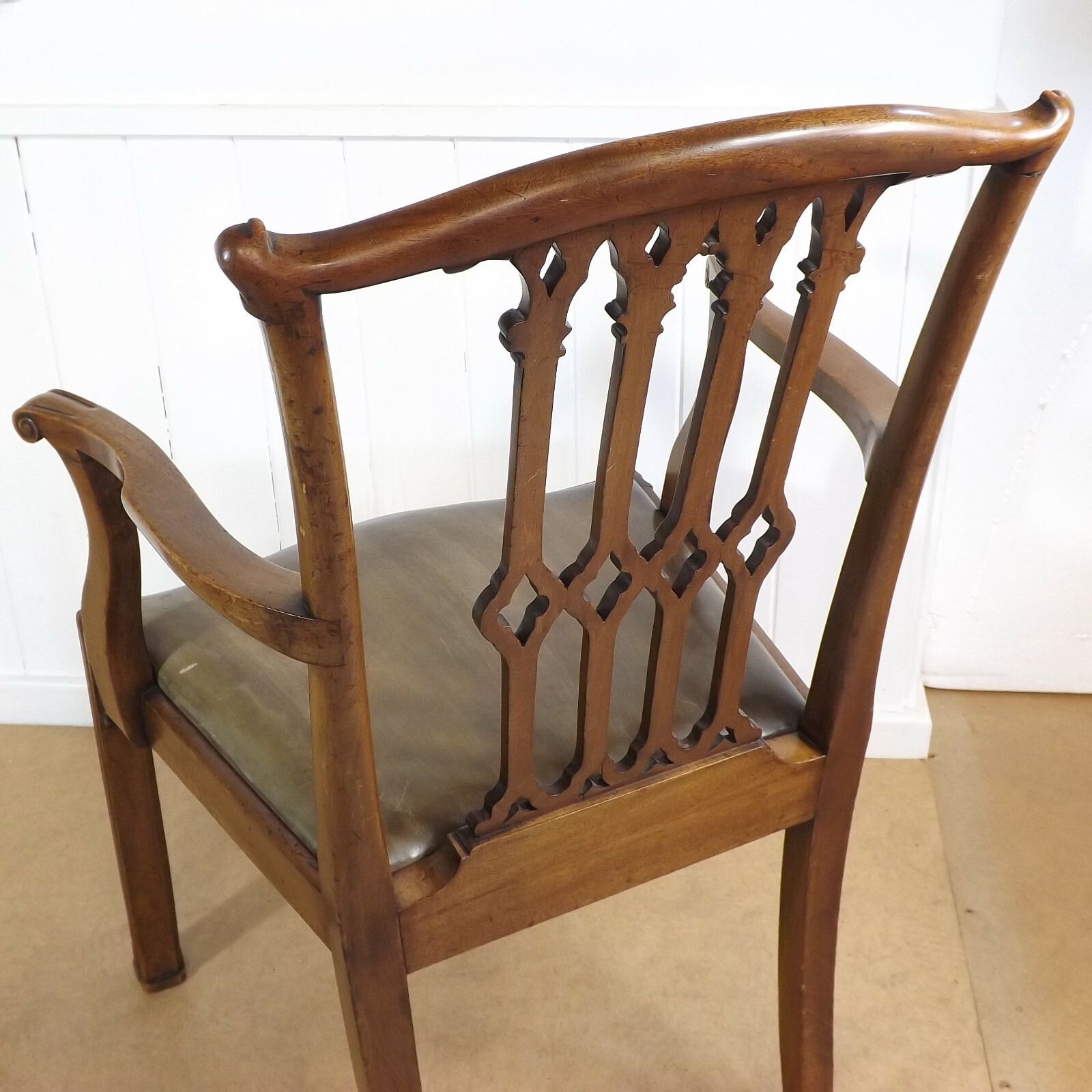 Desk Chair Arm Elbow Chippendale Mahogany C1900 Antique photo vintage