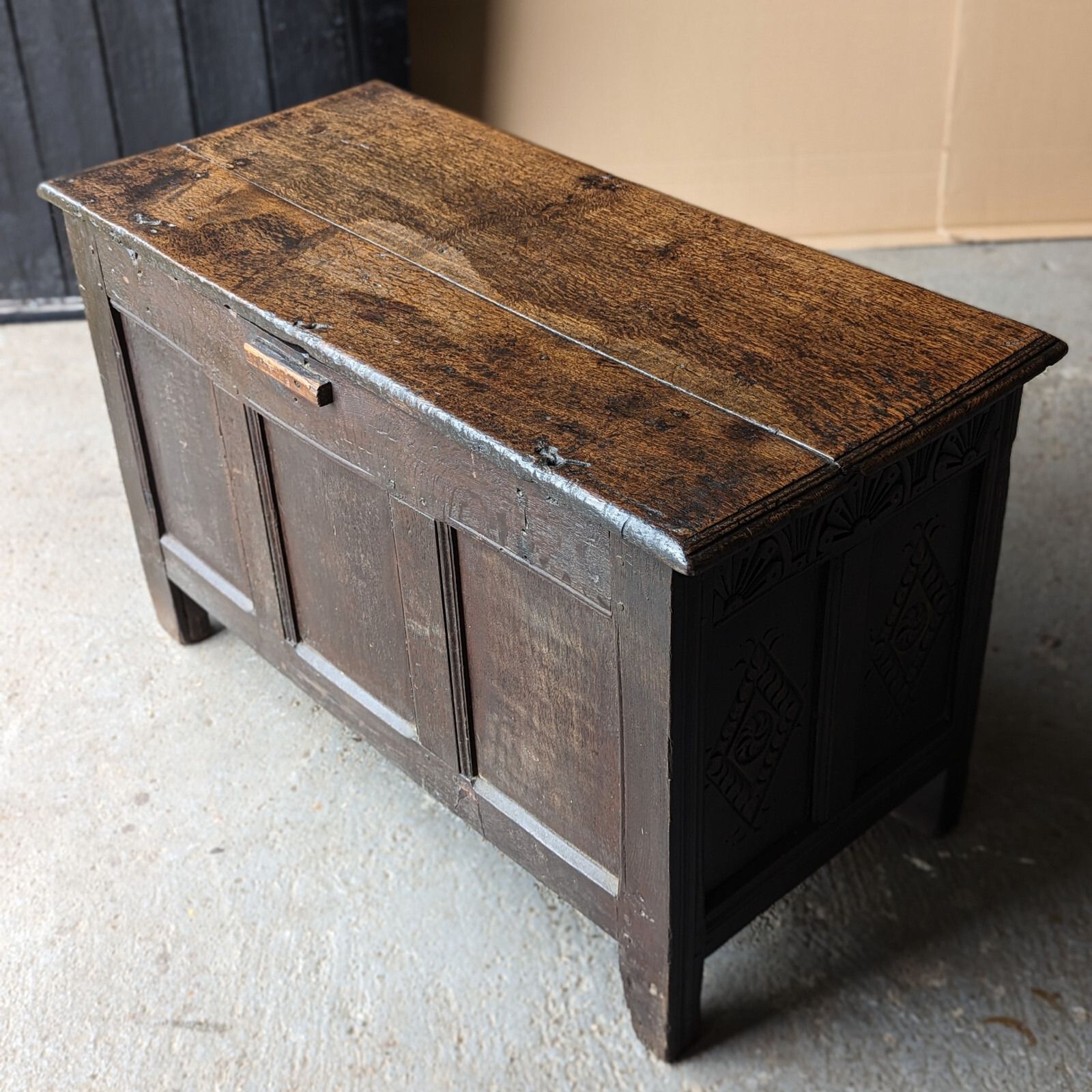 Furniture Antique Oak Coffer / Chest (Delivery Available) Mid 17thc photo