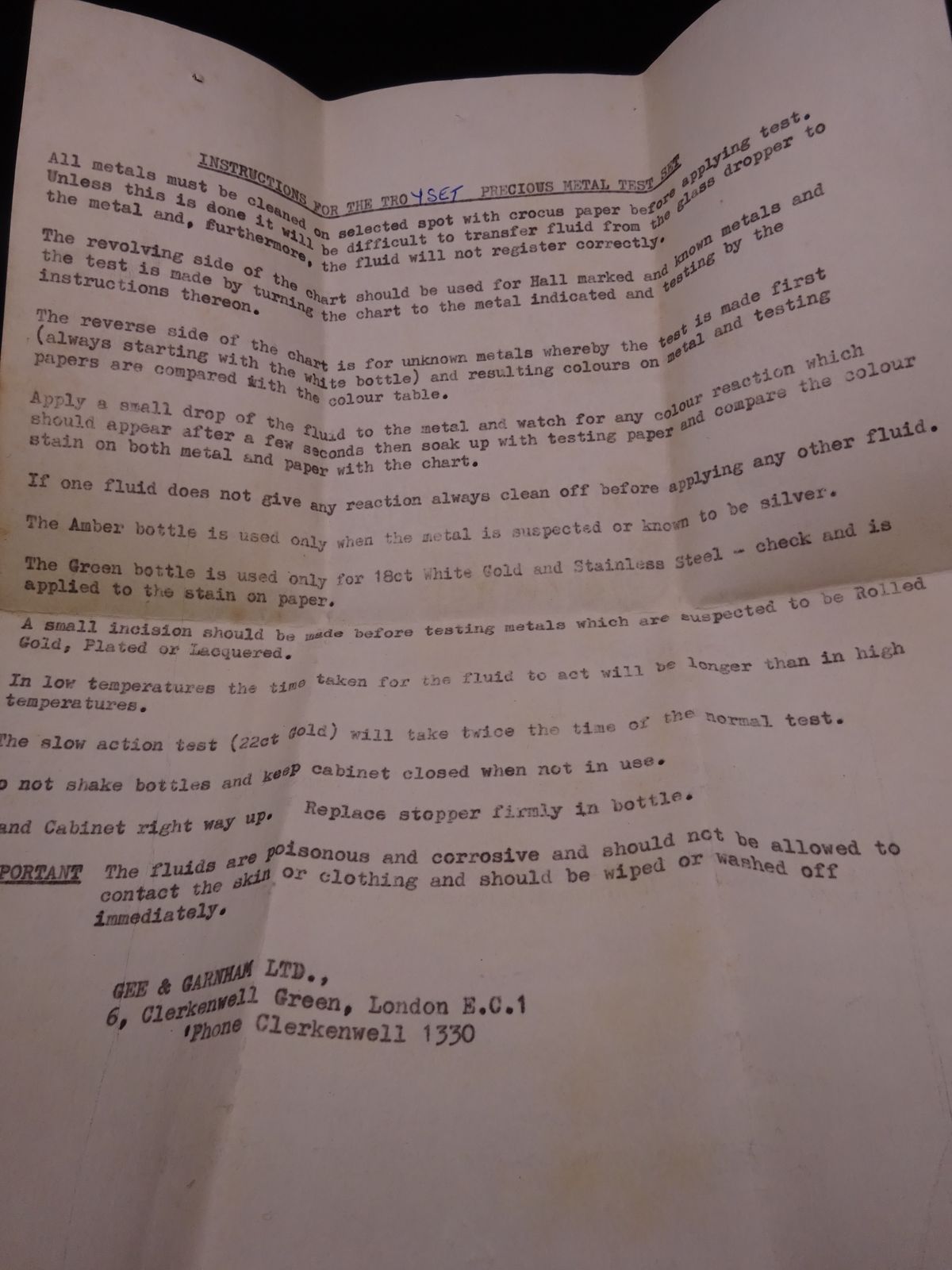 Antique Troytest (Precious Metal) Kit Rare Find photo 125.0