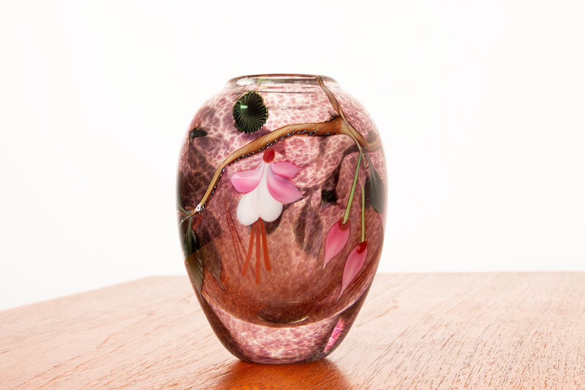 Art Nouveau Style Blown Glass Vase By Ed Aleksander For Orient & Flume 1975. photo furniture