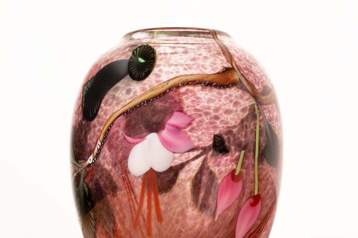 Art Nouveau Style Blown Glass Vase By Ed Aleksander For Orient & Flume 1975. photo buy