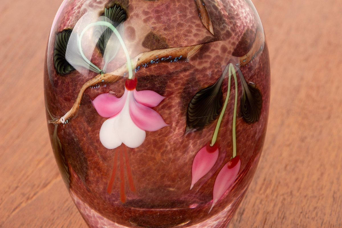 Art Nouveau Style Blown Glass Vase By Ed Aleksander For Orient & Flume 1975. photo vintage