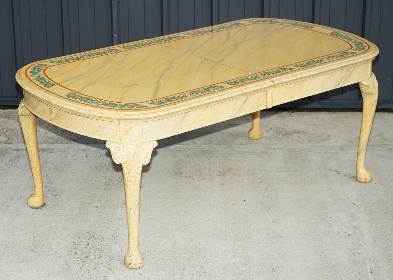 Period Hugely Extending Victorian Carved Walnut Faux Marble Painted Dining Table photo furniture