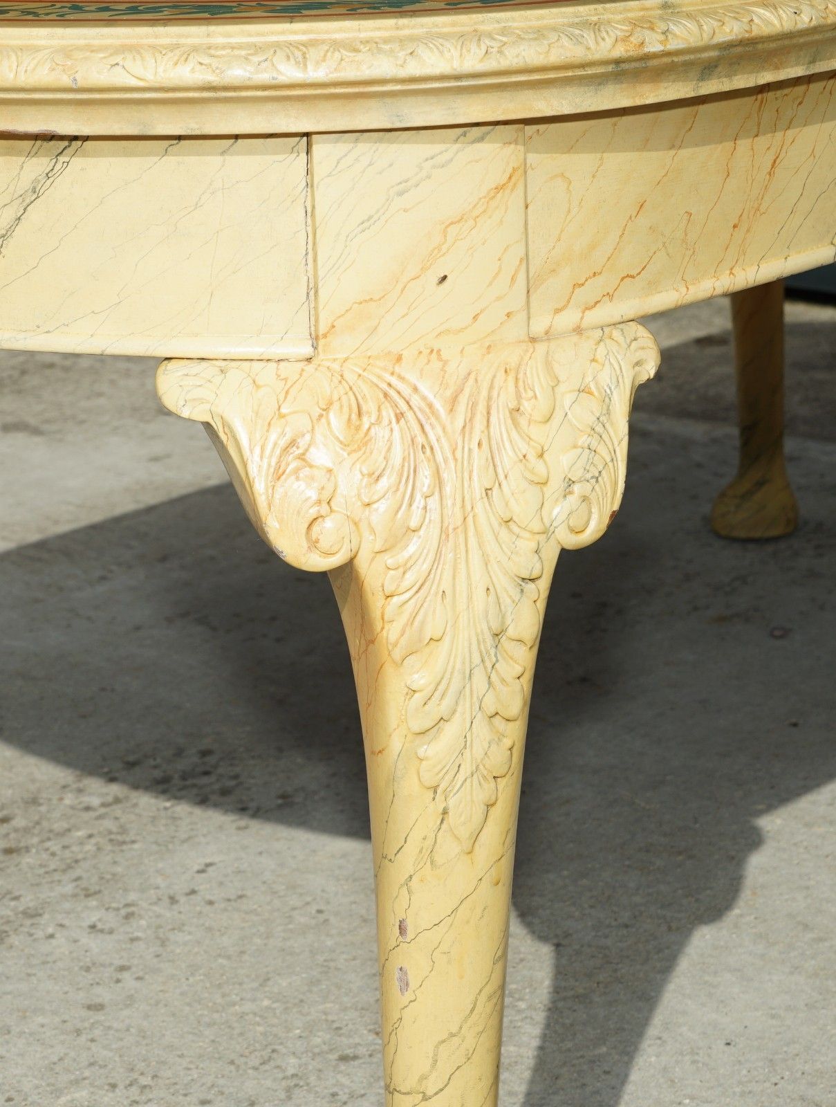 Furniture Period Hugely Extending Victorian Carved Walnut Faux Marble Painted Dining Table photo