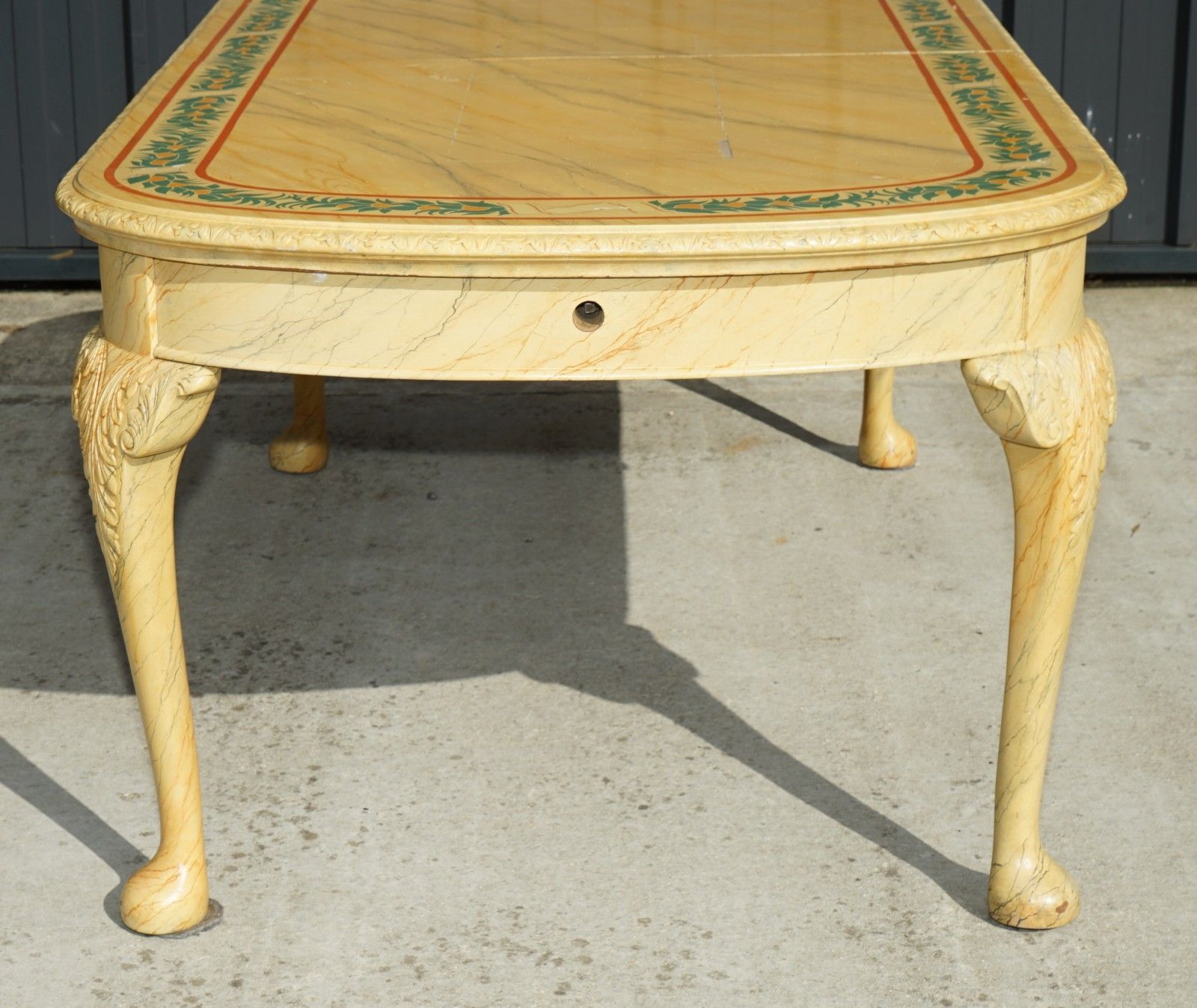photo buy Period Hugely Extending Victorian Carved Walnut Faux Marble Painted Dining Table
