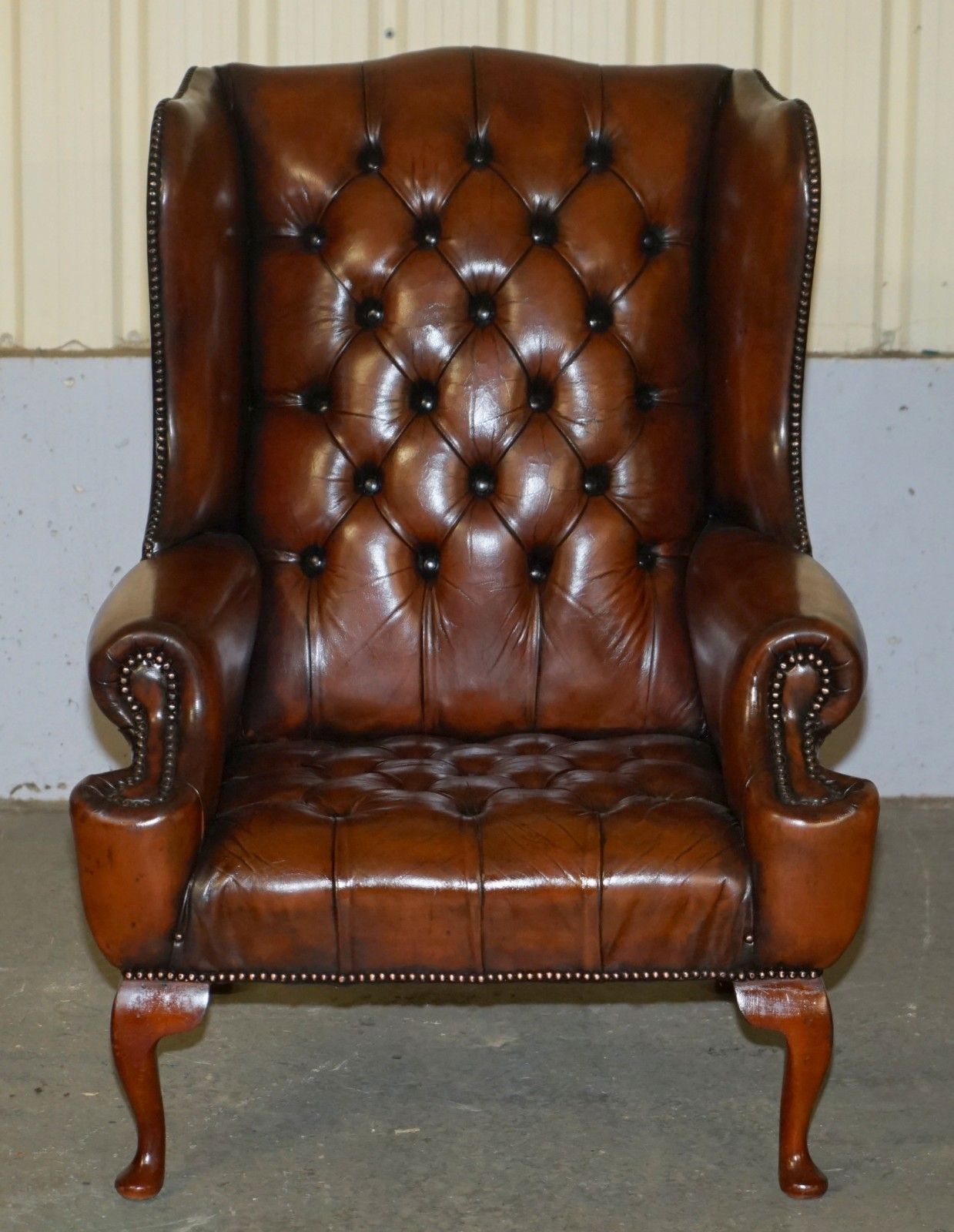 Pair Of Fully Restored William Morris Arm Chesterfield Tufted Wingback Armchairs photo for sale