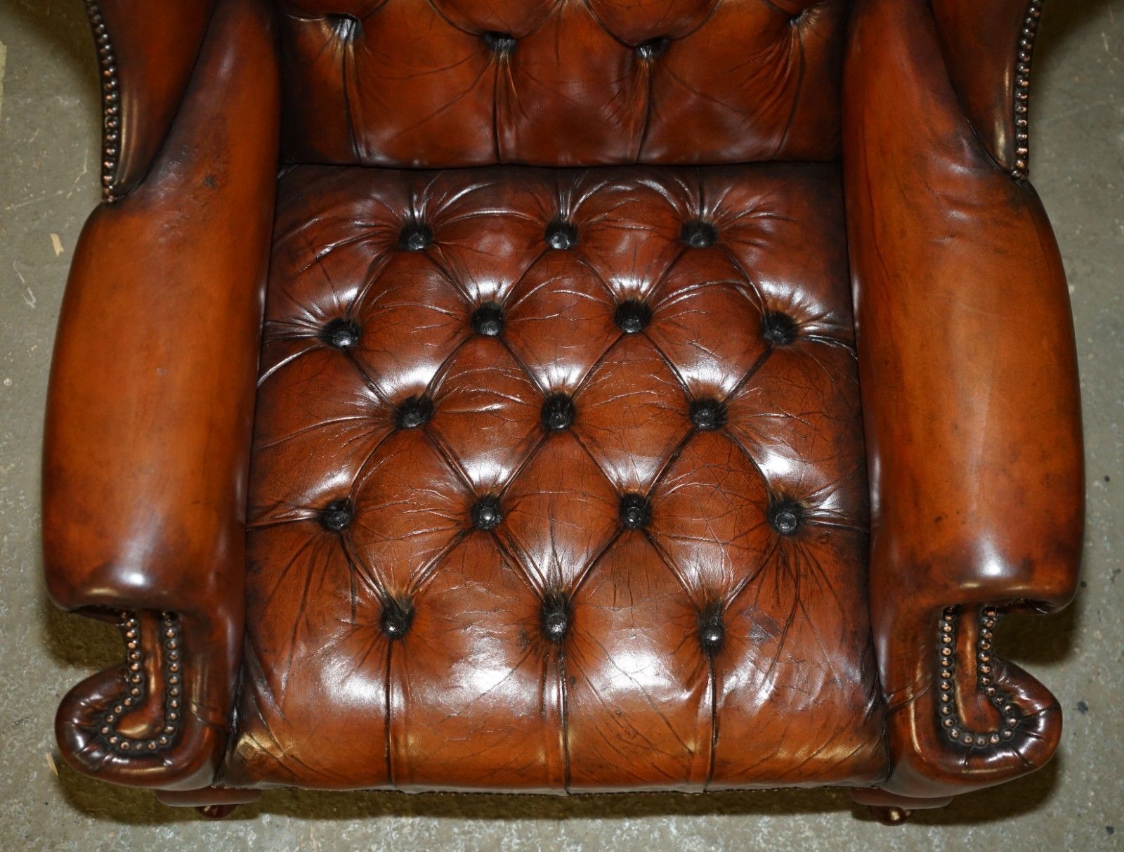 Pair Of Fully Restored William Morris Arm Chesterfield Tufted Wingback Armchairs photo vintage