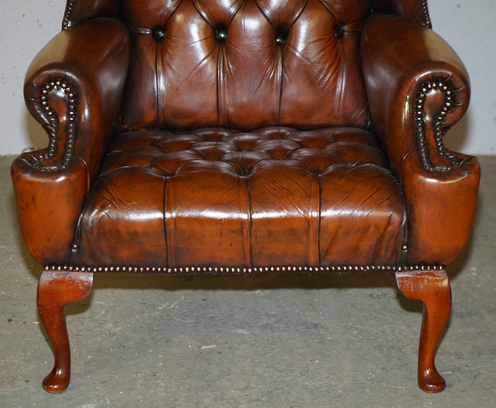 photo for sale Pair Of Fully Restored William Morris Arm Chesterfield Tufted Wingback Armchairs