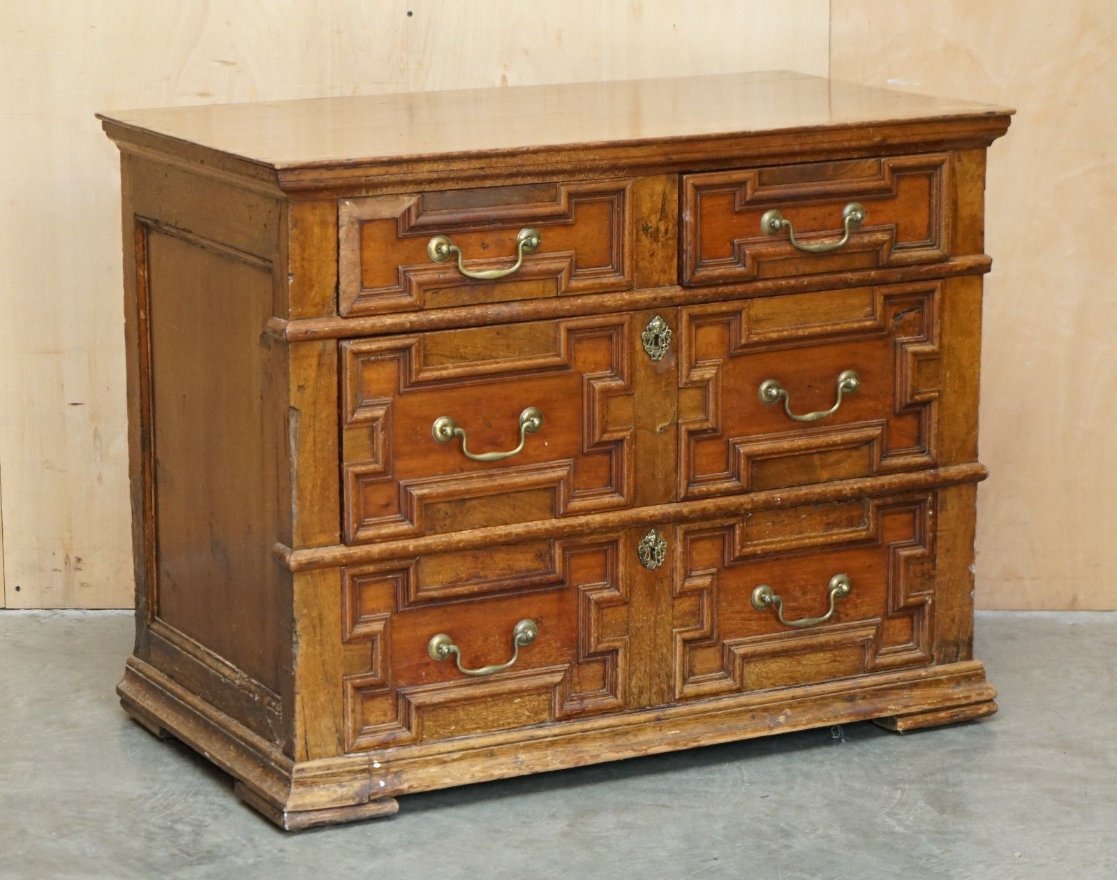 Antique 17th Century English Oak Medium Sized Chest Of Two Over Two Drawers photo furniture