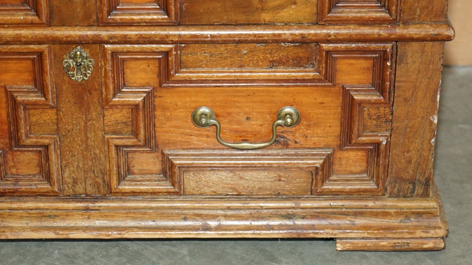 Antique 17th Century English Oak Medium Sized Chest Of Two Over Two Drawers photo vintage