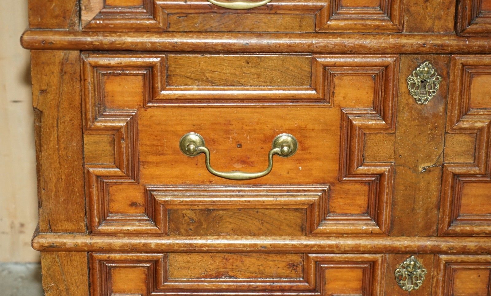 photo for sale Antique 17th Century English Oak Medium Sized Chest Of Two Over Two Drawers