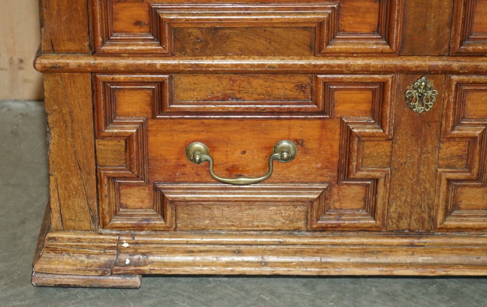Furniture Antique 17th Century English Oak Medium Sized Chest Of Two Over Two Drawers photo