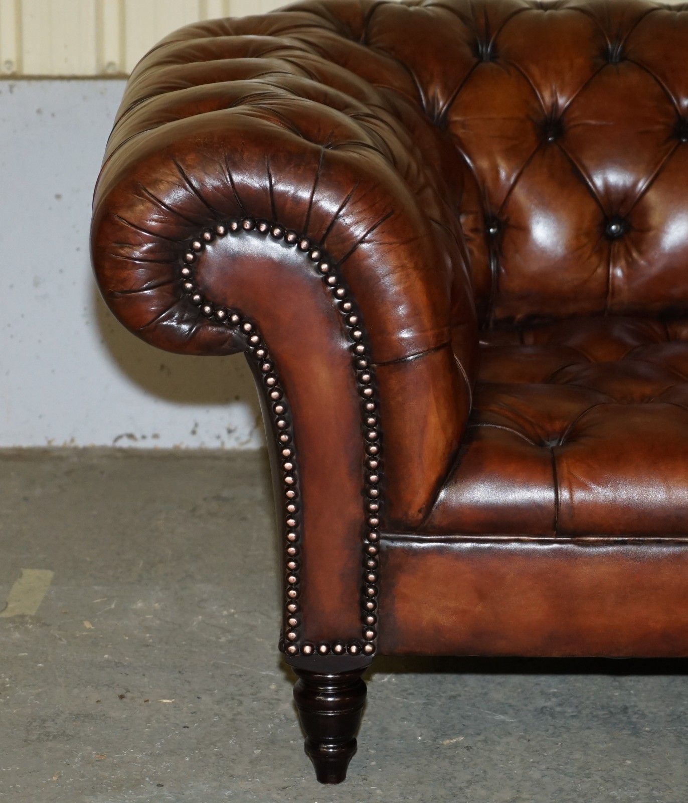 Pair Of George Smith Early Victorian Brown Leather Chesterfield Tufted Sofas photo 23500.0
