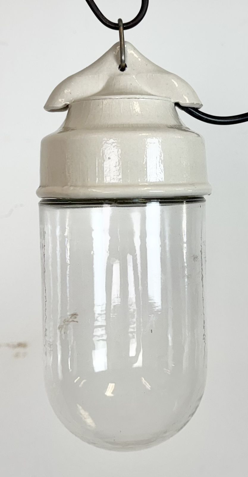 Vintage White Porcelain Pendant Light, 1970s photo vinterior