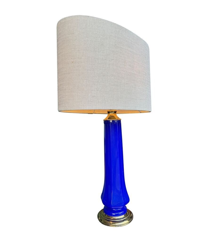 1575.0 A Pair Of 1960s Cobalt Blue Opaline Murnao Glass Lamps By Gino Cenedese photo