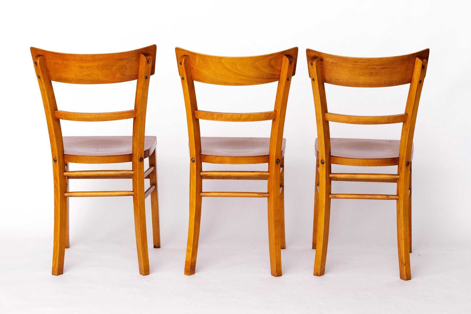 Set Of 3 Vintage Frankfurter Chairs, 1970s Mid Century Beech Dining Chairs, German Design photo vinterior