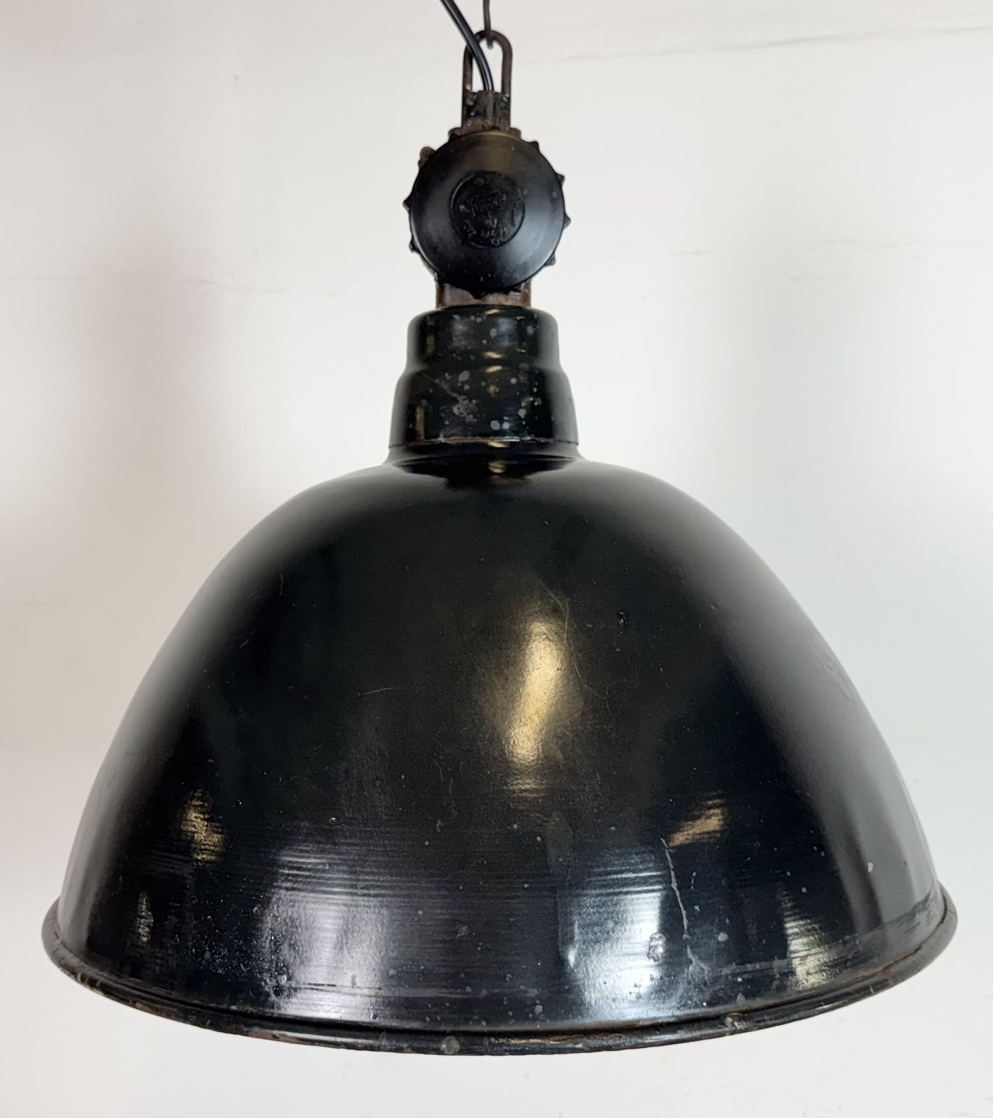 photo for sale East German Black Enamel Factory Light By Lbd Veb Leuchtenbau Dresden, 1950s