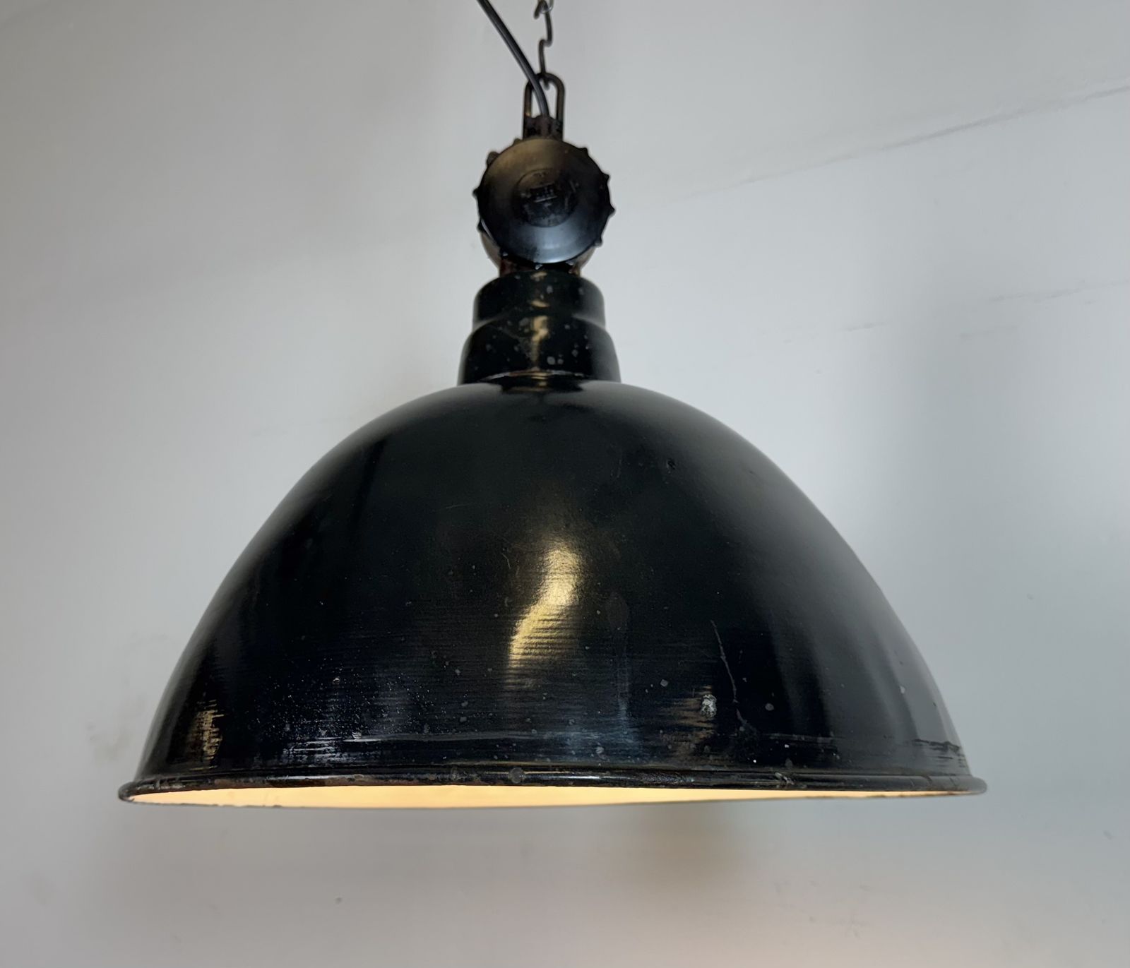 photo buy East German Black Enamel Factory Light By Lbd Veb Leuchtenbau Dresden, 1950s