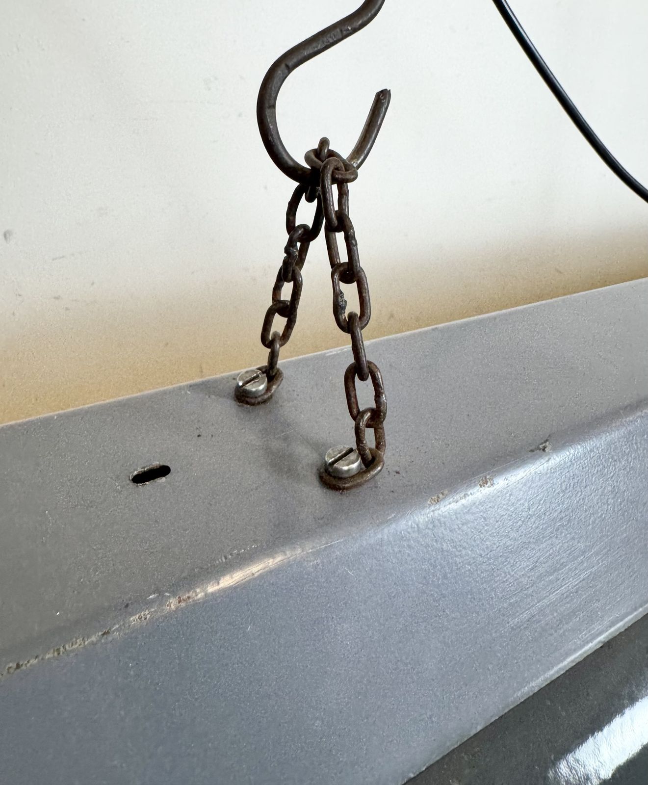 photo buy Grey Enamel Industrial Hanging Tube Light From Elektrosvit, 1960s