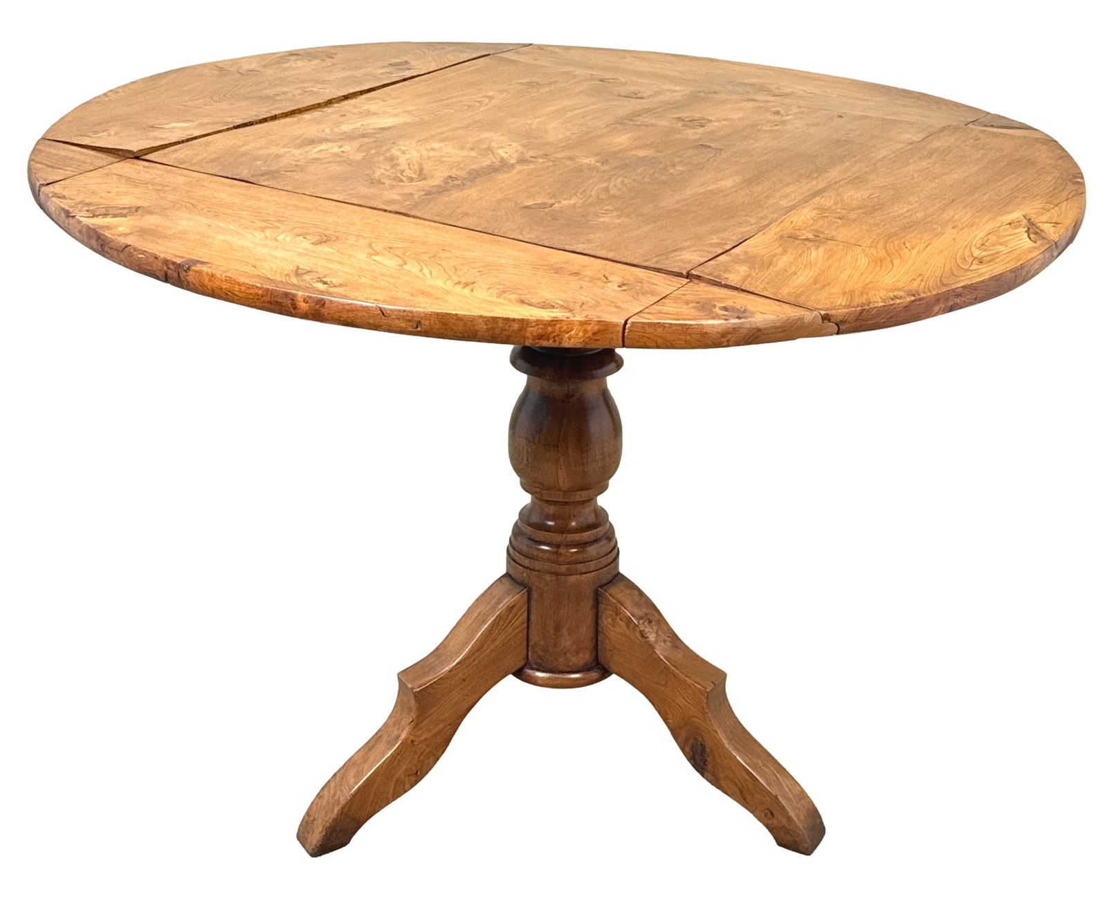 Rare 19th Century French Provincial Elm Dropleaf Centre Table (France, Circa 1850) photo Furniture