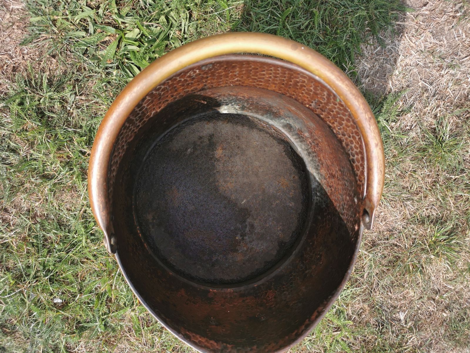 Home Fixtures Victorian Brass Coal Scuttle   1850s Hand Hammered   Original Patina photo