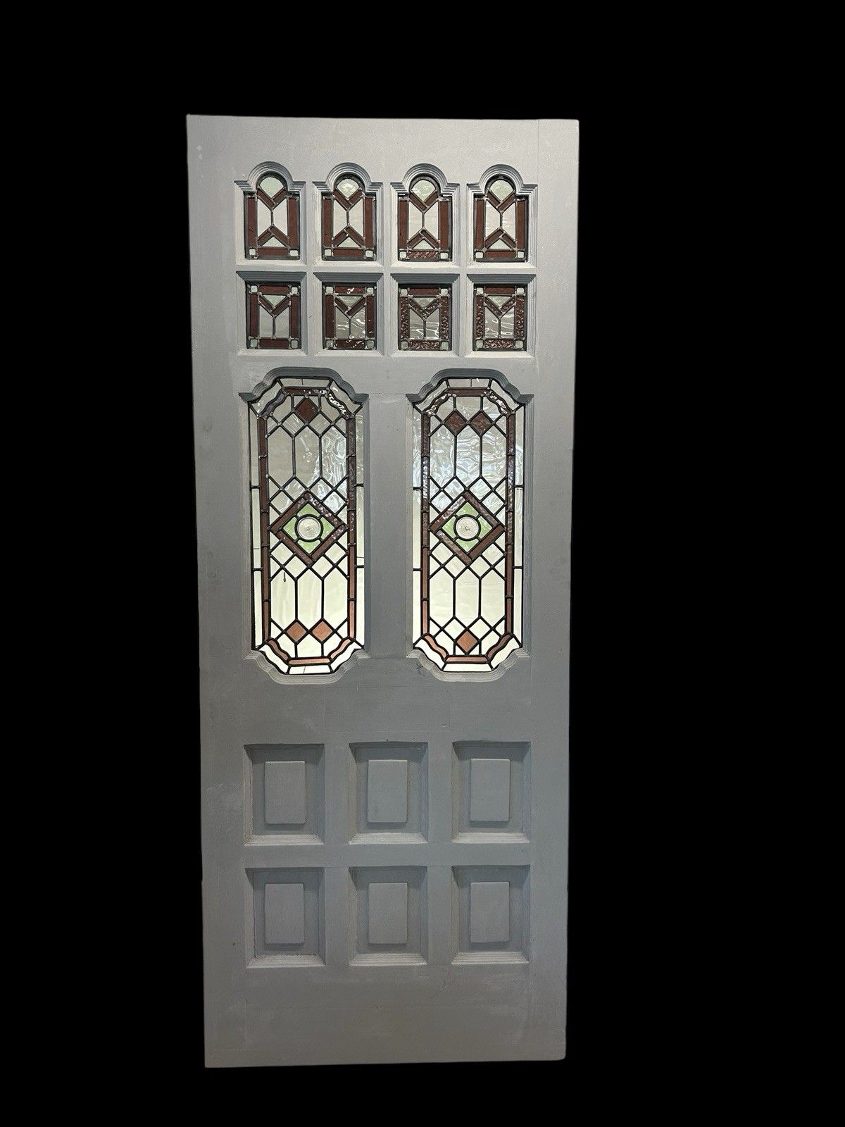 Edwardian Stained Glass Front Door Old Antique Period Reclaimed Wood Refurb