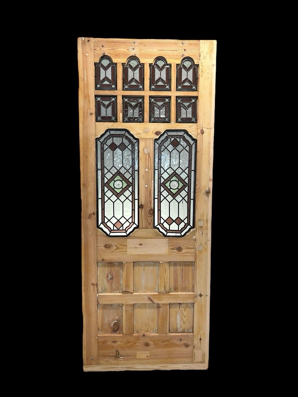 photo furniture Edwardian Stained Glass Front Door Old Antique Period Reclaimed Wood Refurb