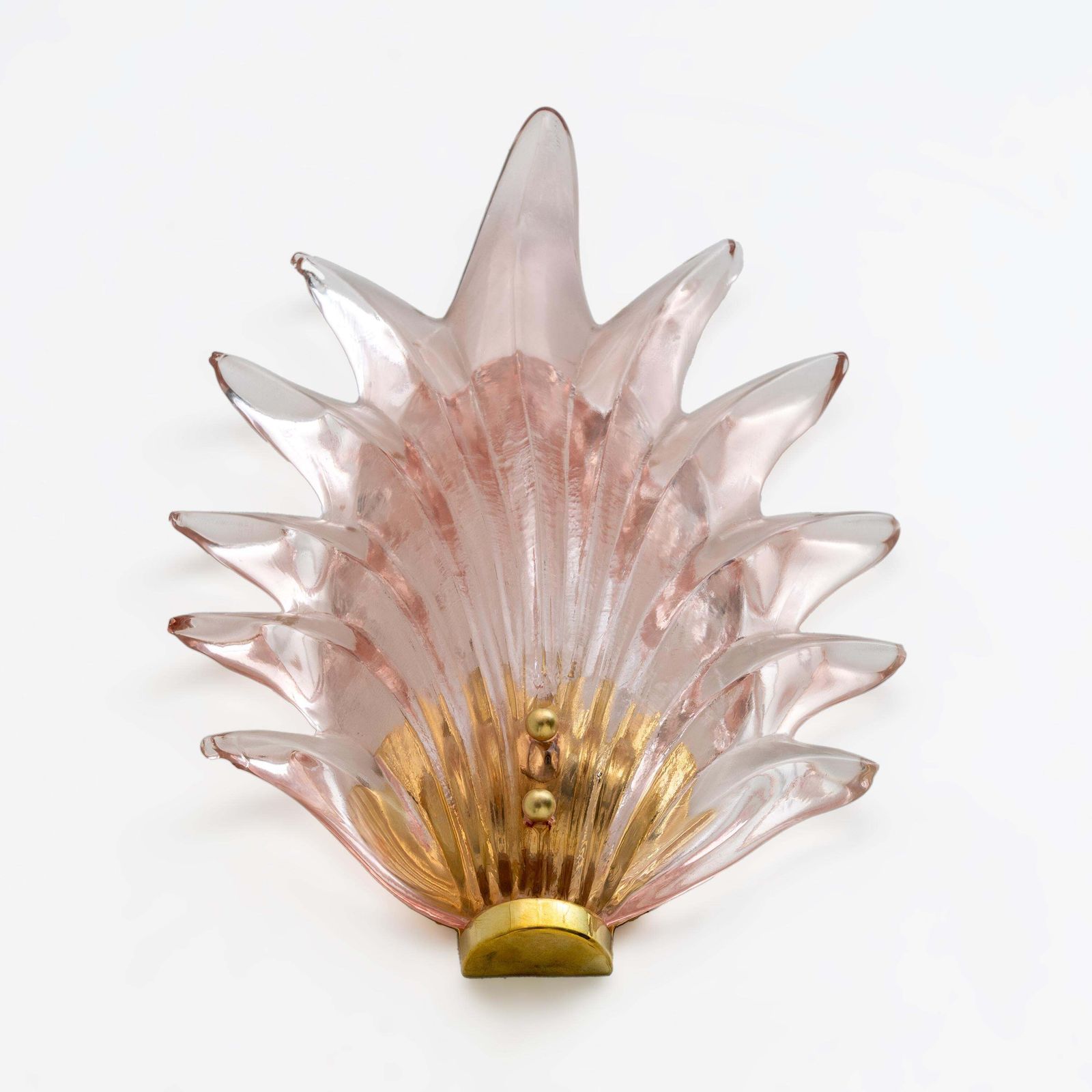 Pair Barovier & Toso Style Modern Italian Murano Glass Leaf Sconces photo buy
