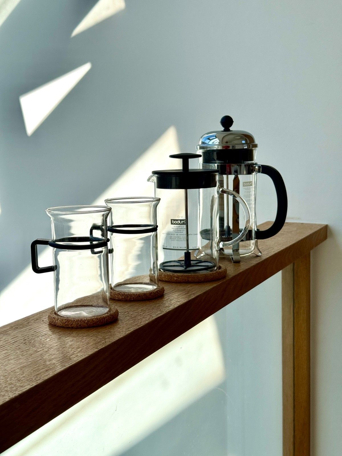 New Bodum Chambord 8 Cup Cafetiere, Milk Frother & 2 Latte Cups + Cork Coasters photo furniture