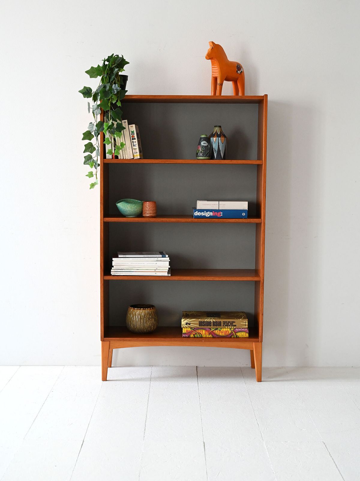 Libreria Scandinava Vintage In Teak Con Mensole A Vista