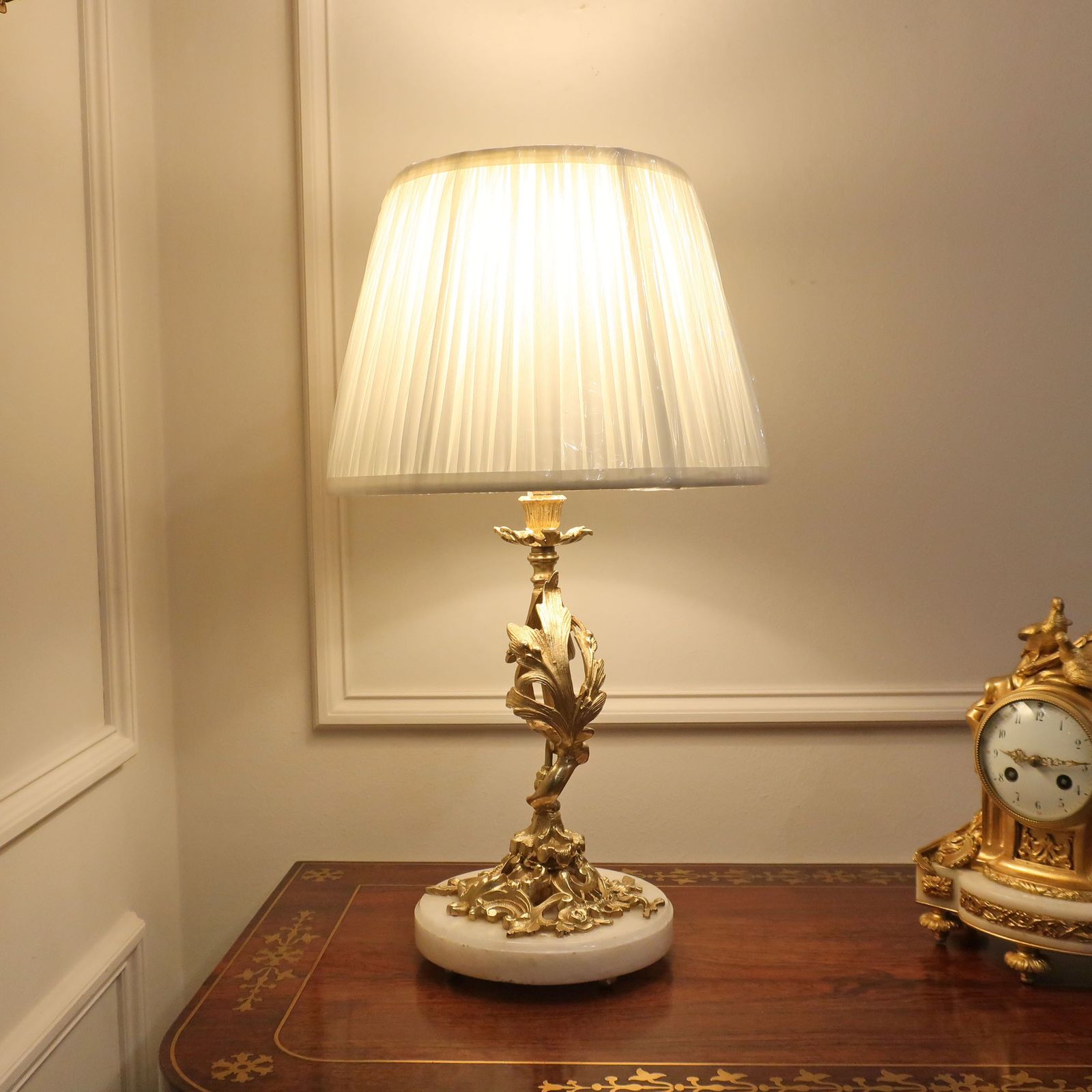 French Rococo Style Gilt Bronze Table Lamp photo furniture