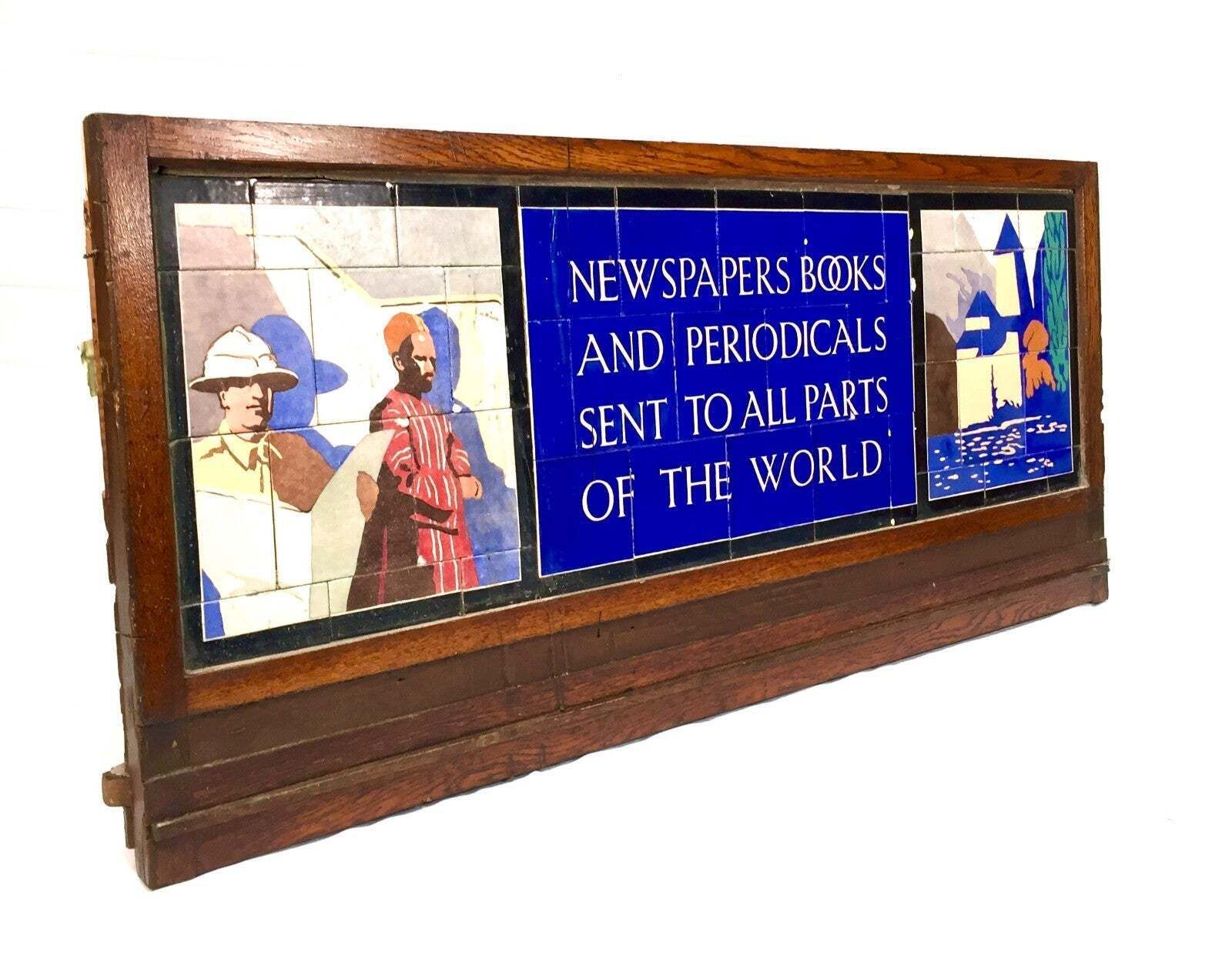 photo furniture Antique Advertising W. H. Smith Stationery Shop Large Framed Tile Sign C.1920