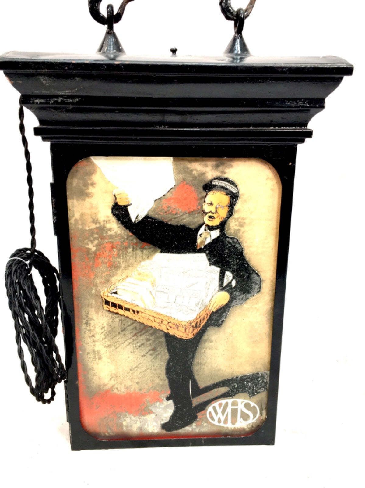 Antique Advertising 1930s W. H. Smith Glass Lightbox Sign On Original Bracket photo furniture
