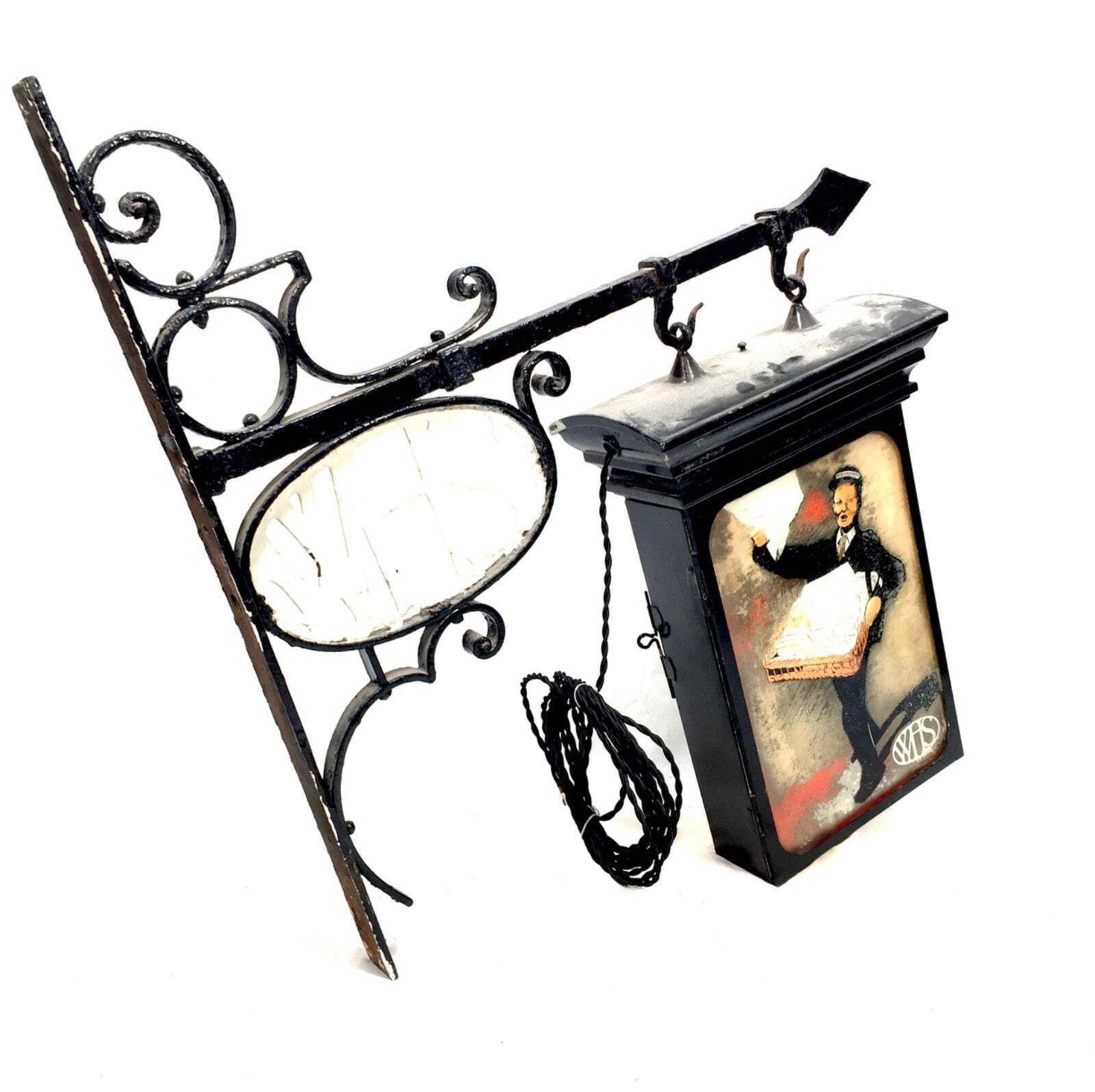 Antique Advertising 1930s W. H. Smith Glass Lightbox Sign On Original Bracket photo buy