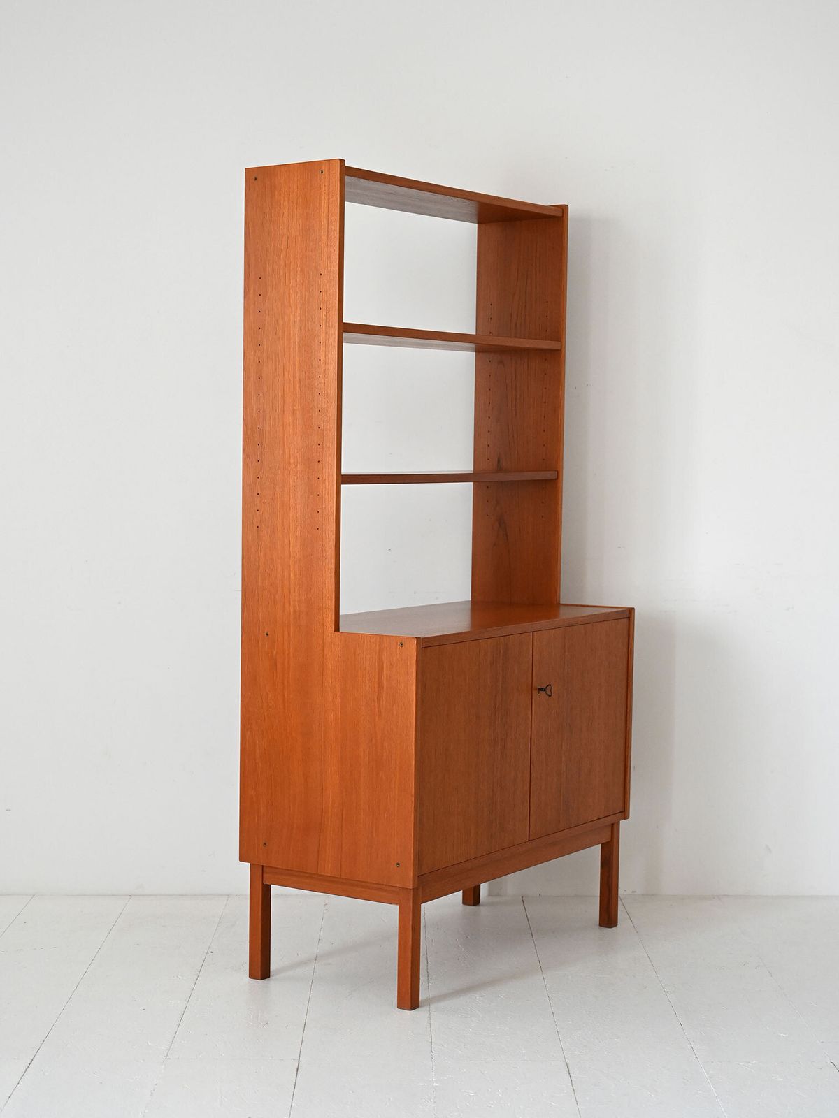 Vintage Scandinavian Bookcase With Hinged Doors And Open Shelves photo Furniture