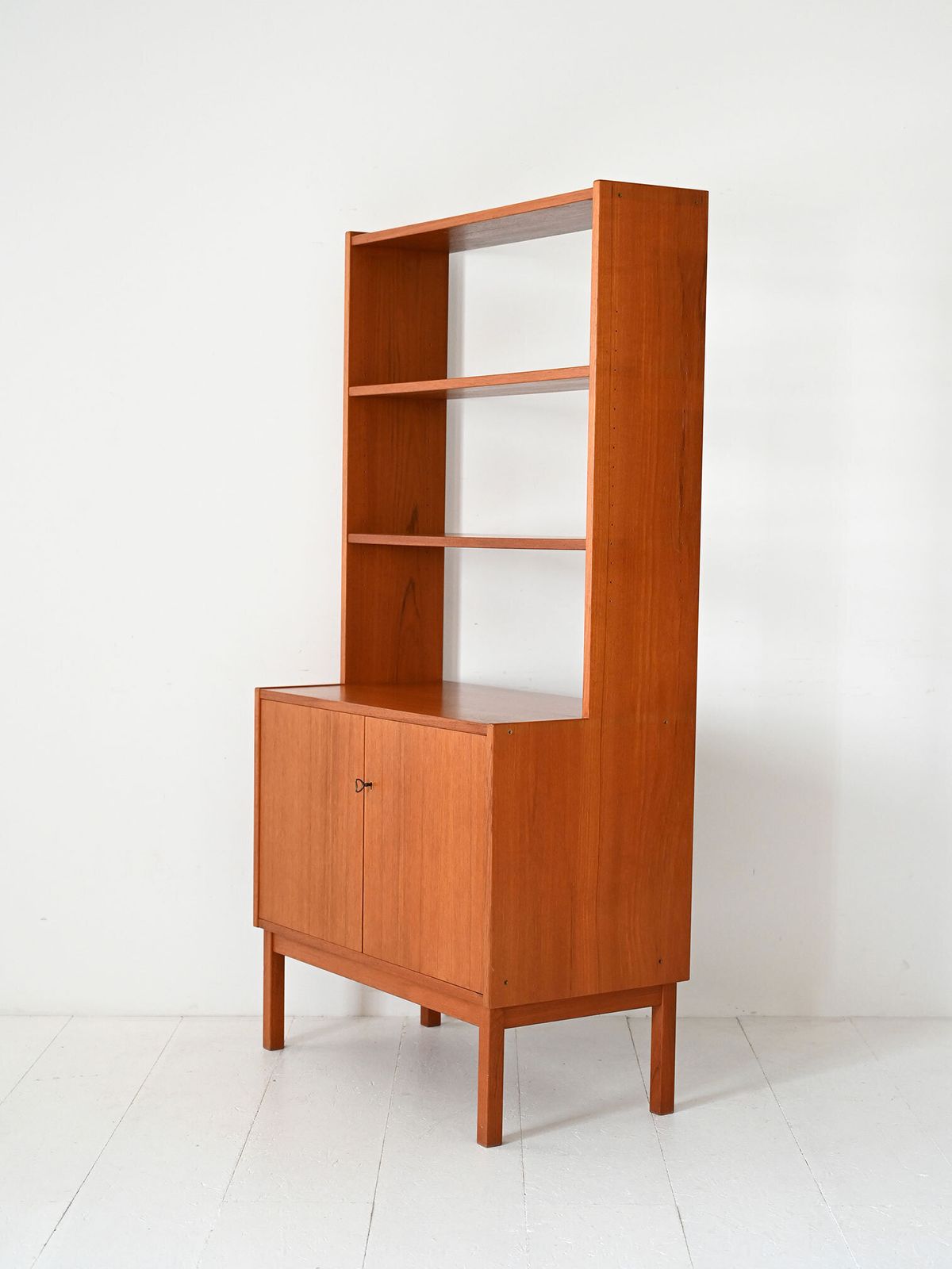 Vintage Scandinavian Bookcase With Hinged Doors And Open Shelves photo 1120.0