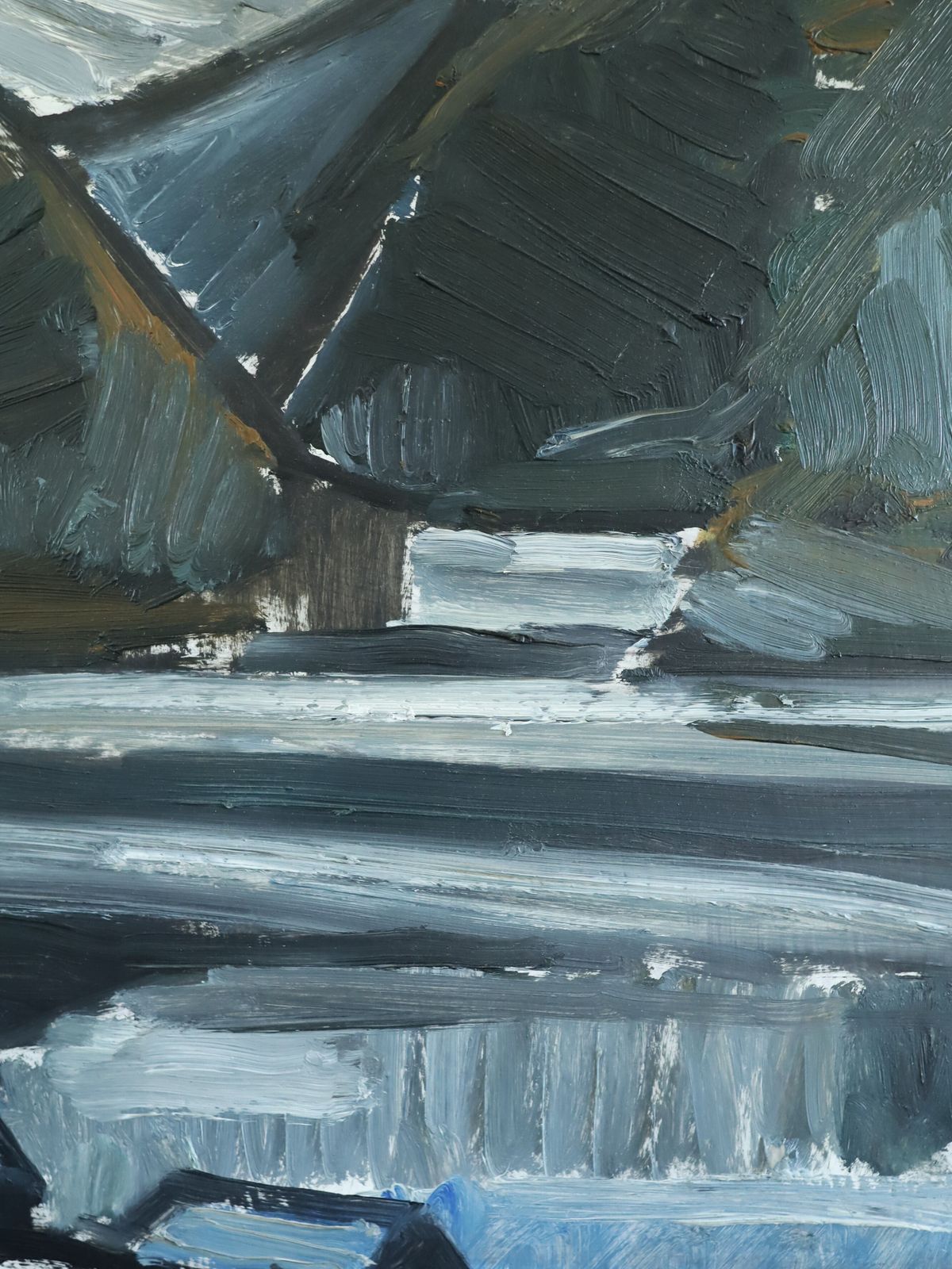 Art Winter Valley Oil Painting, Mid 20th Century photo