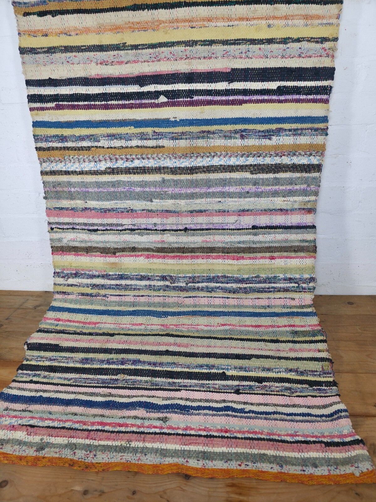 photo furniture Vintage 4.5m 1950's Swedish Scandinavian Hand Woven Rag Rug Carpet Runner Yoga