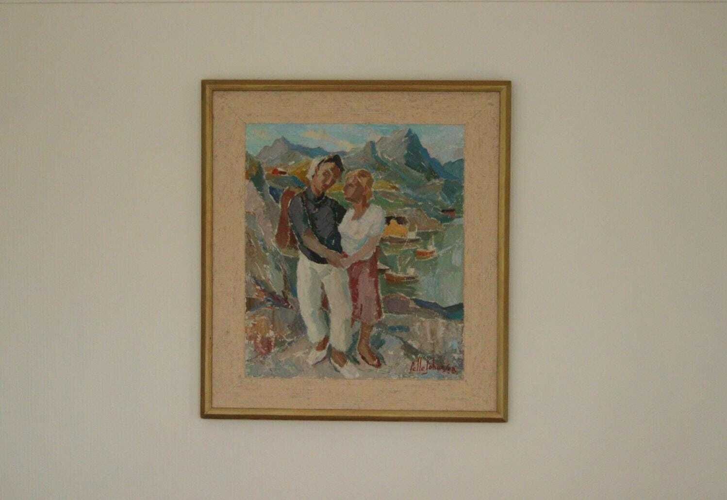 Original Mid Century Swedish Oil On Panel “View östersund – Jämtland” By Pelle Johansson – Signed & Framed 58 X 63 Cm (22.8" X 24.8") photo furniture