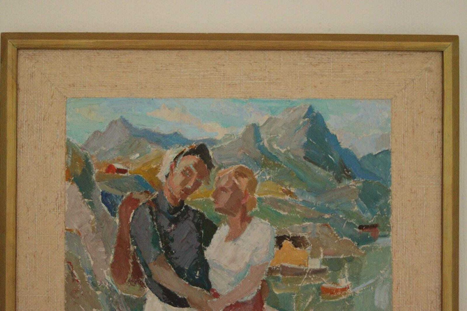 Original Mid Century Swedish Oil On Panel “View östersund – Jämtland” By Pelle Johansson – Signed & Framed 58 X 63 Cm (22.8" X 24.8") photo vinterior