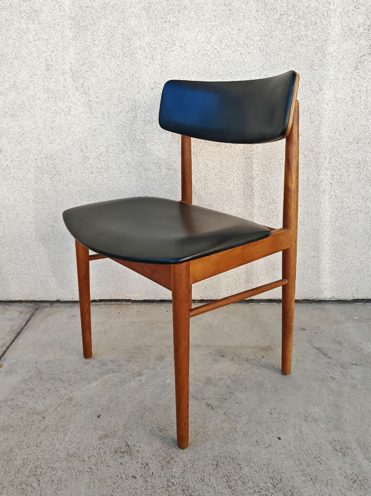 Pair Of Mid Century Dining Chairs In Teak And Vinyl, Designed By Sven Chrobat photo buy