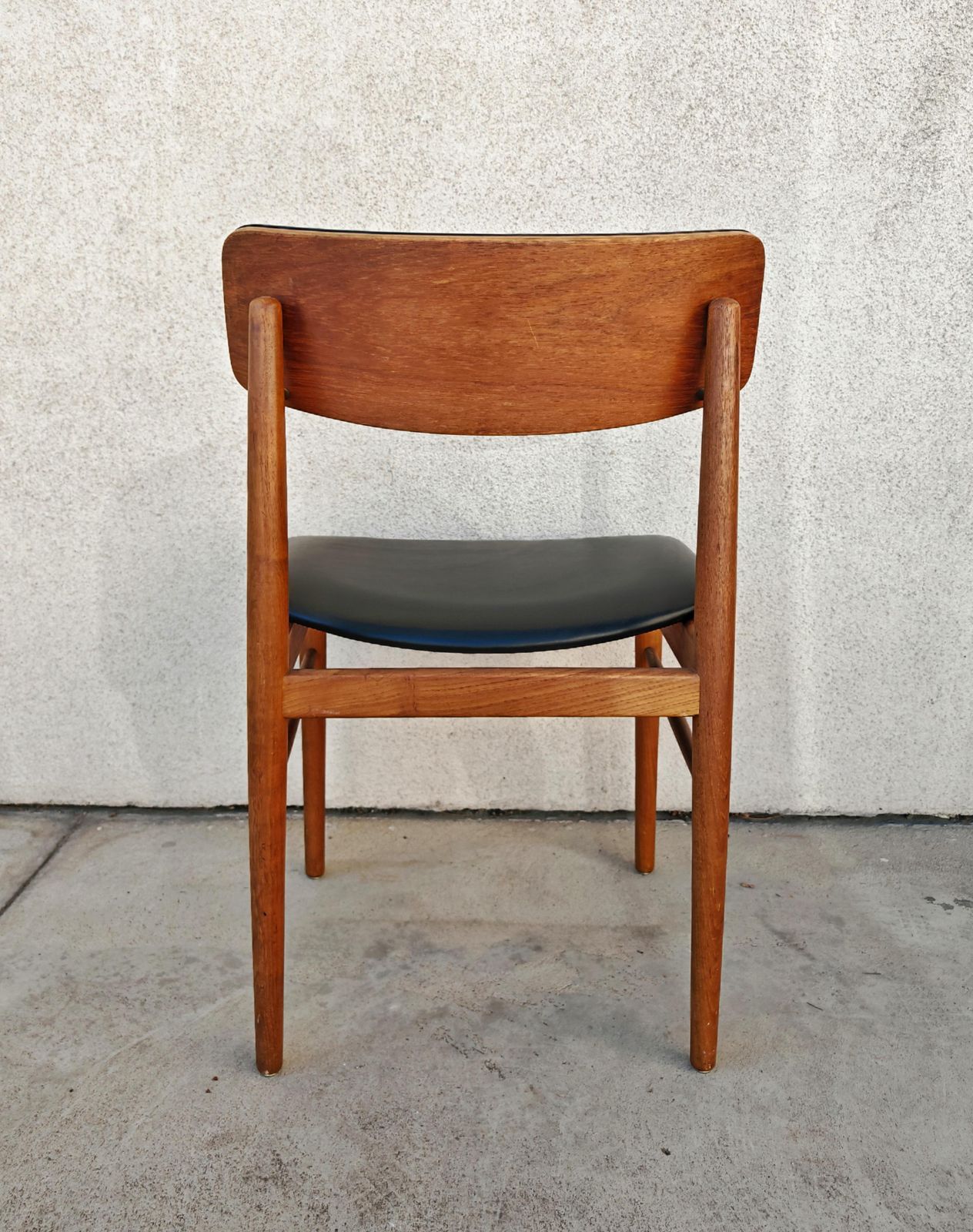 photo for sale Pair Of Mid Century Dining Chairs In Teak And Vinyl, Designed By Sven Chrobat